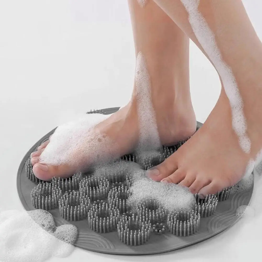 Exfoliating Shower Foot & Back Scrubber, Massage Pad,Wall Mounted Back Scrubber, Silicone Bath Massage Foot Mat with Suction Cup