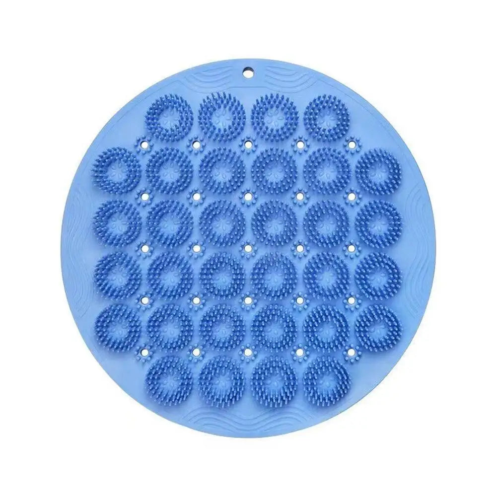 Exfoliating Shower Foot & Back Scrubber, Massage Pad,Wall Mounted Back Scrubber, Silicone Bath Massage Foot Mat with Suction Cup