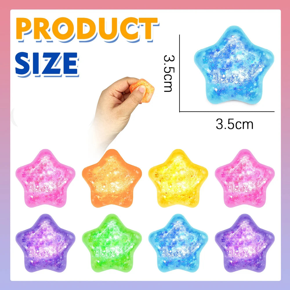 5/10Pcs Glitter Transparent Slow Rising Star Fidget Ball Multi-shape Portable Sensory Toy for Stress Relief Calming Party Favors