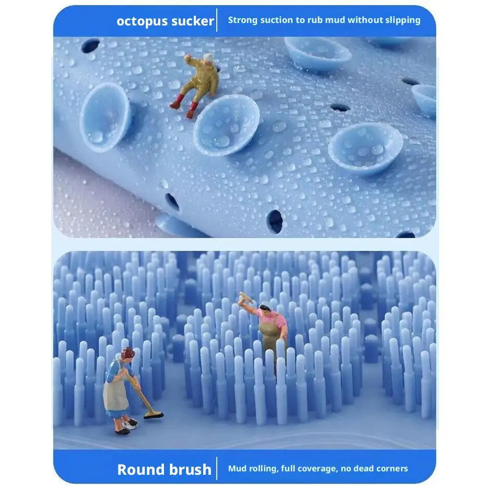 Exfoliating Shower Foot & Back Scrubber, Massage Pad,Wall Mounted Back Scrubber, Silicone Bath Massage Foot Mat with Suction Cup