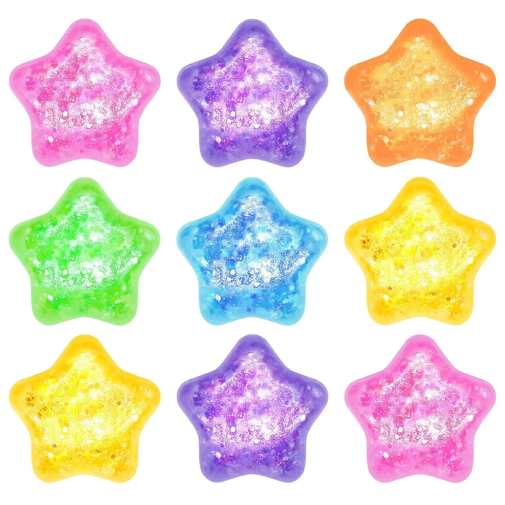 5/10Pcs Glitter Transparent Slow Rising Star Fidget Ball Multi-shape Portable Sensory Toy for Stress Relief Calming Party Favors