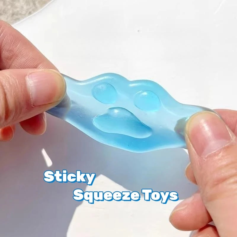 3PCS Kawaii Cat Paw Sticky Squeeze Toy Soft Realistic Jelly Glitter Cat Claw Squishy Stress Relief Toys Kids Adults Unique Gifts