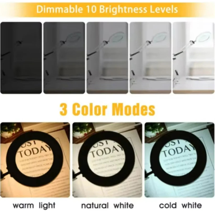 Hot sell 72LED 8X/10X Magnifier USB 3 Colors LED Magnifying Glass for Soldering Iron Repair/Table Lamp/Skincare Beauty tools