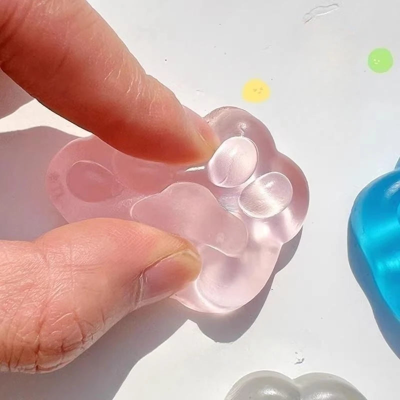 3PCS Kawaii Cat Paw Sticky Squeeze Toy Soft Realistic Jelly Glitter Cat Claw Squishy Stress Relief Toys Kids Adults Unique Gifts