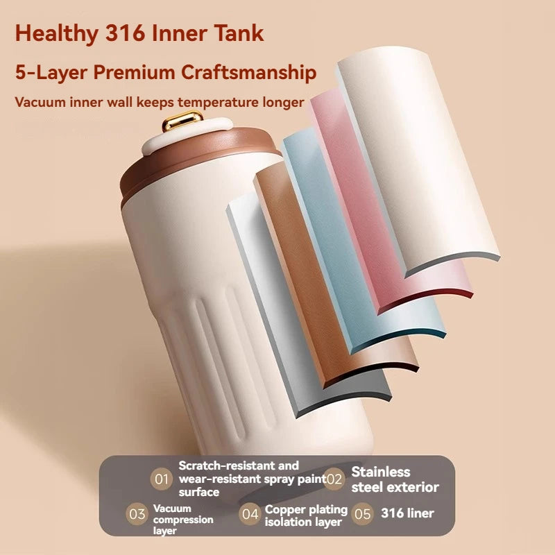 450ML Stainless Steel Thermal Water Bottle Coffee Cup LED Temperature Display Travel Vacuum Flask Keep Cold and Heat Thermal Mug