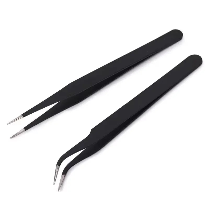 Tweezers, Precision Black DIY Tweezers for Nail Art and Eyelash Extensions Beauty Tools