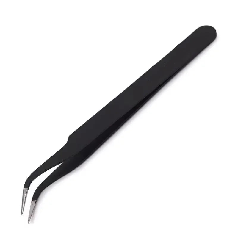 Tweezers, Precision Black DIY Tweezers for Nail Art and Eyelash Extensions Beauty Tools