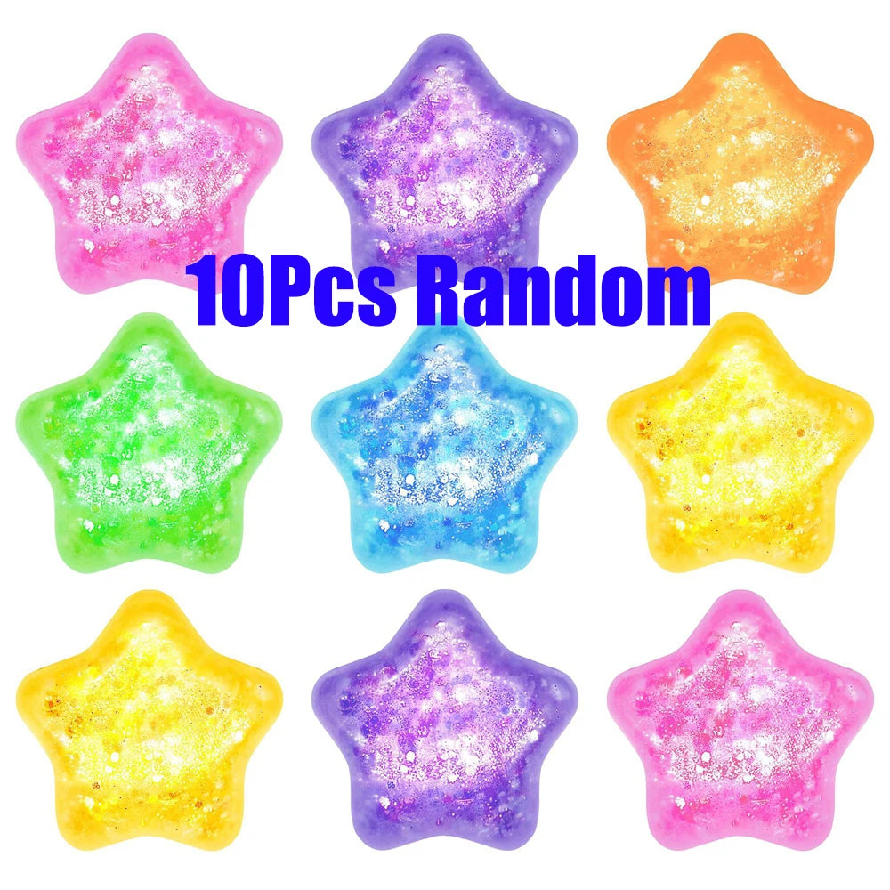 5/10Pcs Glitter Transparent Slow Rising Star Fidget Ball Multi-shape Portable Sensory Toy for Stress Relief Calming Party Favors
