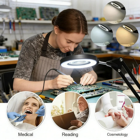 Hot sell 72LED 8X/10X Magnifier USB 3 Colors LED Magnifying Glass for Soldering Iron Repair/Table Lamp/Skincare Beauty tools