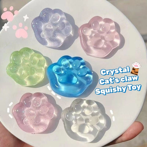 3PCS Kawaii Cat Paw Sticky Squeeze Toy Soft Realistic Jelly Glitter Cat Claw Squishy Stress Relief Toys Kids Adults Unique Gifts