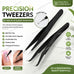 Tweezers, Precision Black DIY Tweezers for Nail Art and Eyelash Extensions Beauty Tools