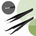 Tweezers, Precision Black DIY Tweezers for Nail Art and Eyelash Extensions Beauty Tools