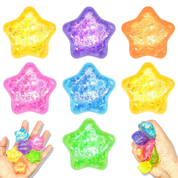 5/10Pcs Glitter Transparent Slow Rising Star Fidget Ball Multi-shape Portable Sensory Toy for Stress Relief Calming Party Favors