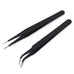 Tweezers, Precision Black DIY Tweezers for Nail Art and Eyelash Extensions Beauty Tools