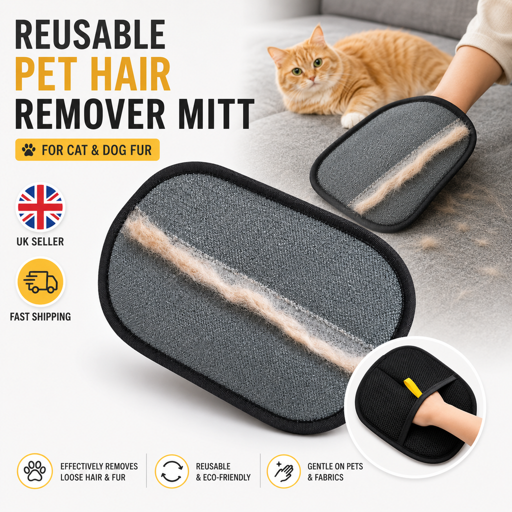 Reusable Pet Hair Remover Mitt – Washable Lint & Fur Remover Glove for Cats, Dogs, Furniture & Car Seats